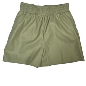 Topshop Women's Sage Green Faux Leather Pull On Shorts Size 6